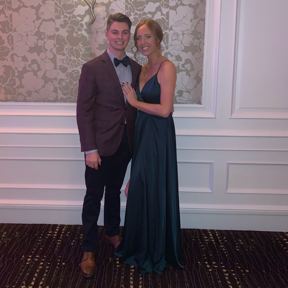 Ode To Love Emerald Green Satin Maxi Dress